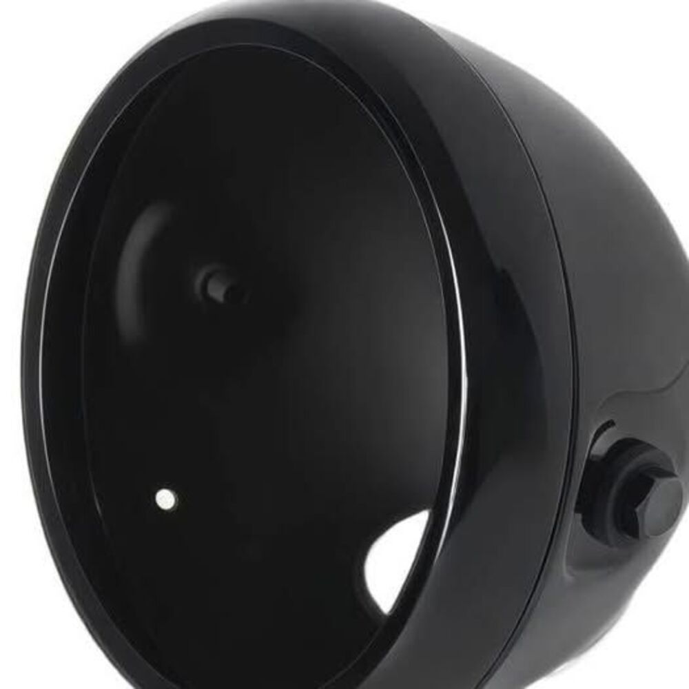 7" Gloss Black Motorcycle Headlight Bucket Shell - Vintage Waterproof Headlamp H